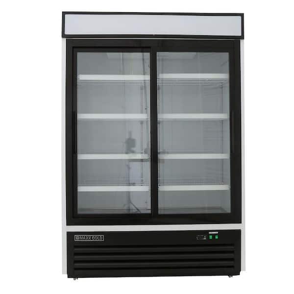 Maxx Cold 54 in. 48 cu. ft Double Glass Door Merchandiser Refrigerator, Free Standing, Stainless Steel