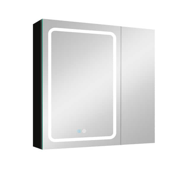 Unbranded 30 in. W x 30 in. H Rectangular Aluminum Medicine Cabinet with Mirror