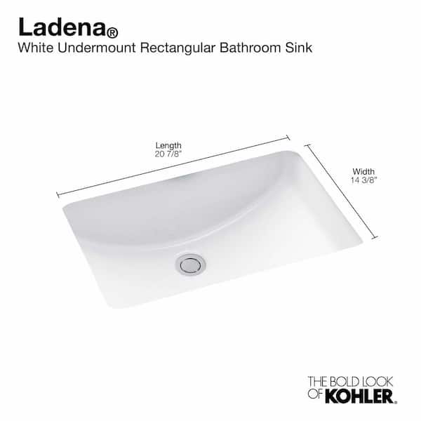 KOHLER Ladena 20-7/8 in. Undermount Bathroom Sink in White with Overflow Drain
