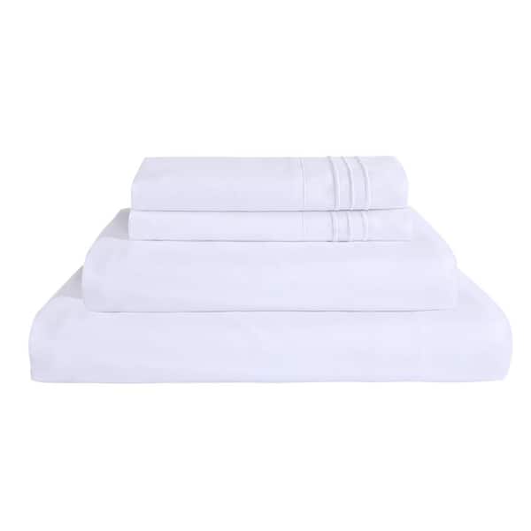 JML 4 Piece White Microfiber Queen Bed Sheet Set