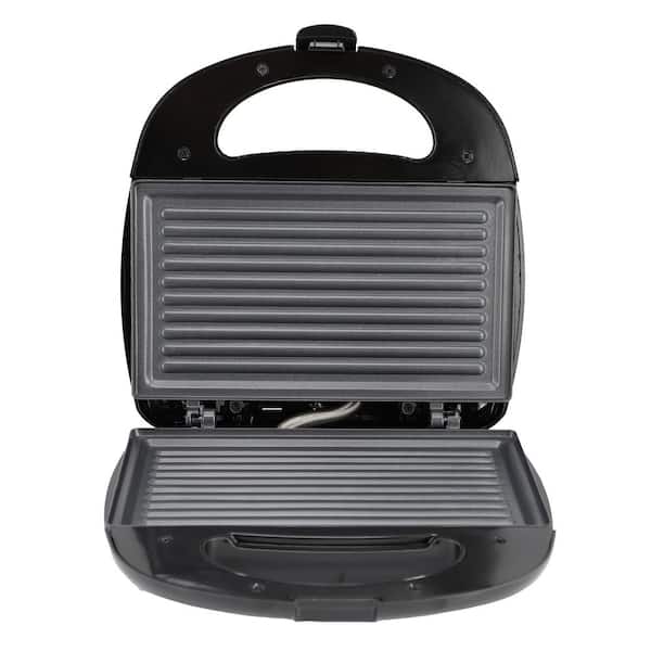 Electric Compact Aluminum Nonstick Sandwich Maker in Black