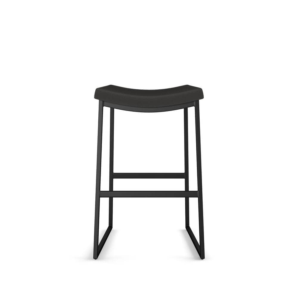 David 30" Black Faux Leather Backless Bar Stool