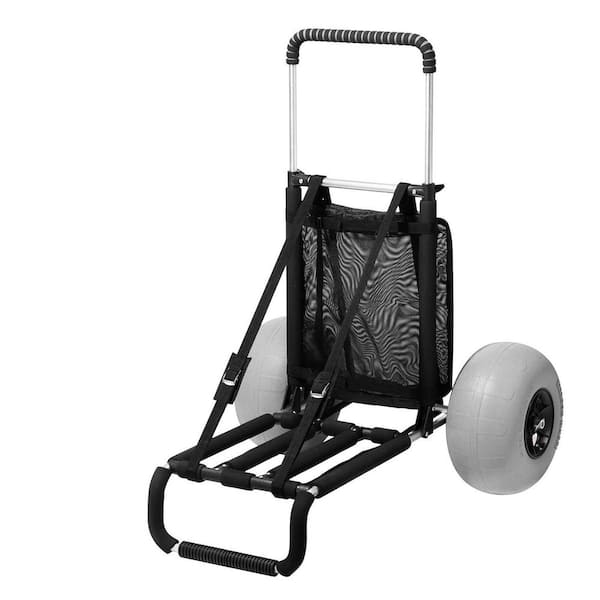 Heavy-Duty Beach Dolly with 12 in. Wheels, 165 lbs. Capacity Folding Sand Cart with Handle for Beach, Camping & Outdoors