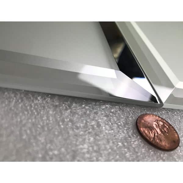 Reflections Mirror Beveled Silver 8 in. x 16 in. Frosted Glass Subway Wall Tile  (16 sq.ft./Case)