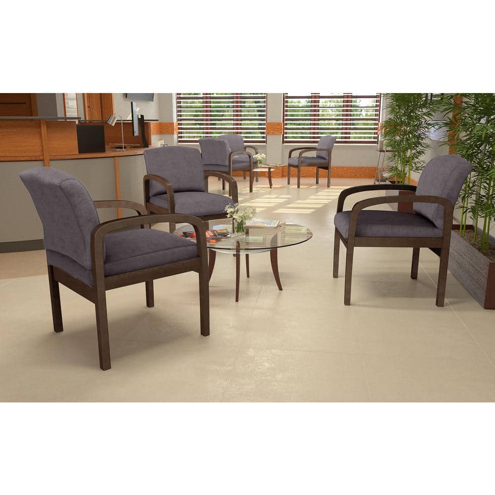 Slate Grey Driftwood Base Guest Chair in Commercial Linen