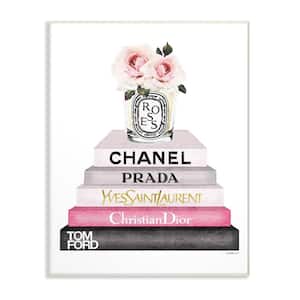 12.5 in. x 18.5 in. "Book Stack Fashion Candle Pink Rose" by Amanda Greenwood Printed Wood Wall Art