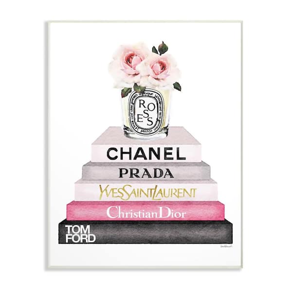 Stupell Industries Fashion Designer Flower Shoes Bookstack Pink Black  Watercolor Framed Wall Art by Amanda Greenwood 