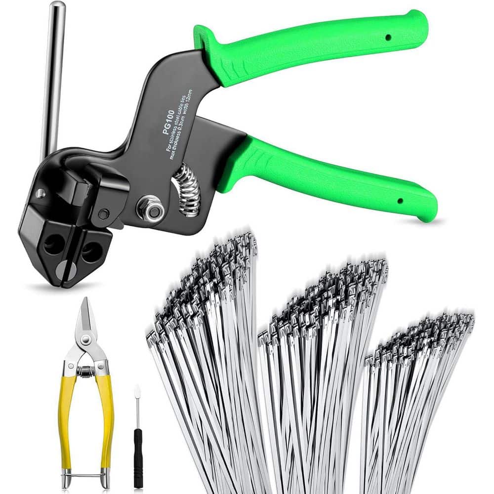 11.8/9.8/7.8 in. Stainless Steel Cable Tie Gun Kit with UV