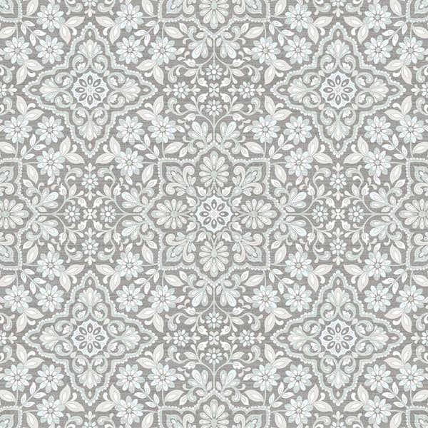 Norwall Floral Tile Vinyl Roll Wallpaper (Covers 55 sq. ft.)