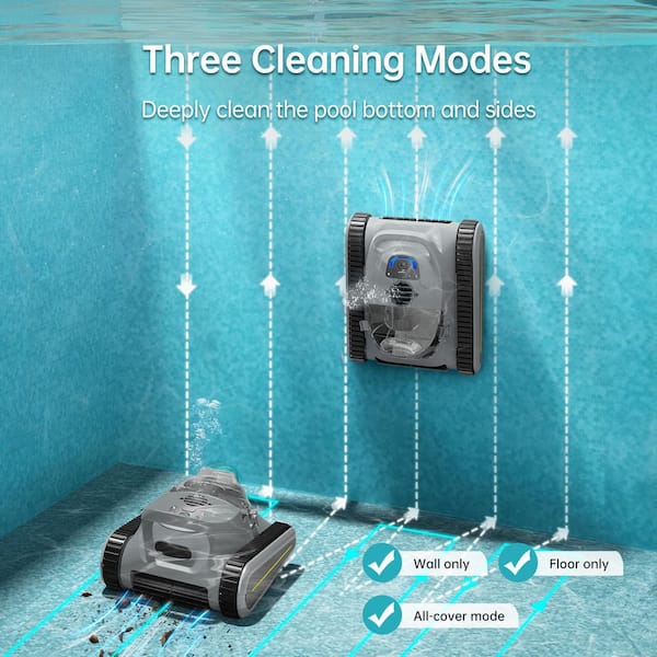 Robotic Pool Vacuum, Cordless Pool Vacuum Robot for Above Ground and Inground Pools Wall Floor Waterline Cleaning