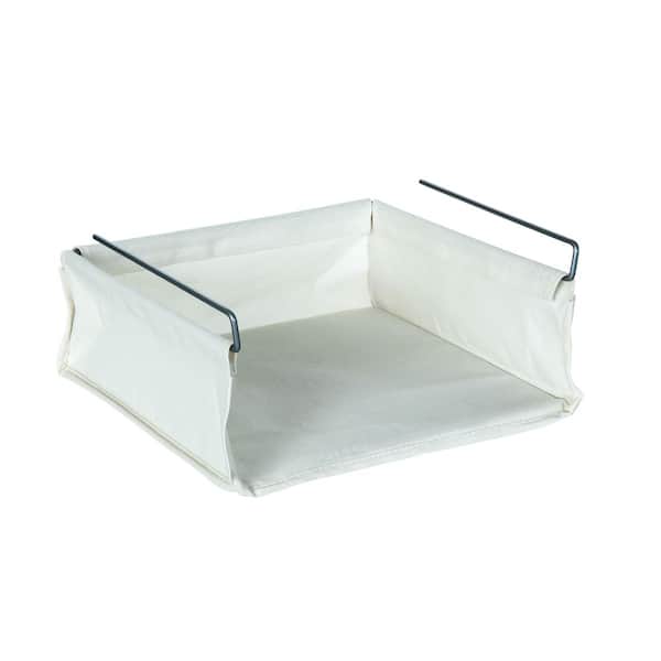 LTL Home Products 5 in. H x 12 in. W Off-White Fabric and Alloy 1-Drawer Close Mesh Wire Basket