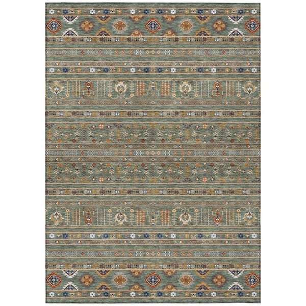 Chantille Machine Washable Indoor/Outdoor Abstract ACN2244 Sage 9 ft. x 12 ft. Area Rug