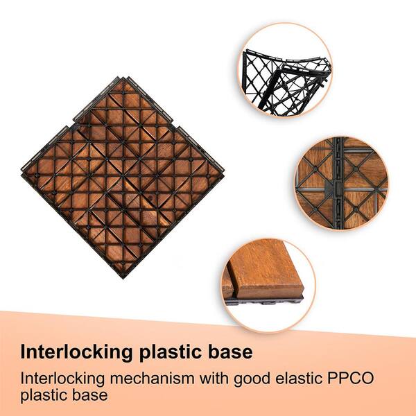 YOFE 1 ft. x 1 ft. Acacia Wood Interlocking Deck Tiles in