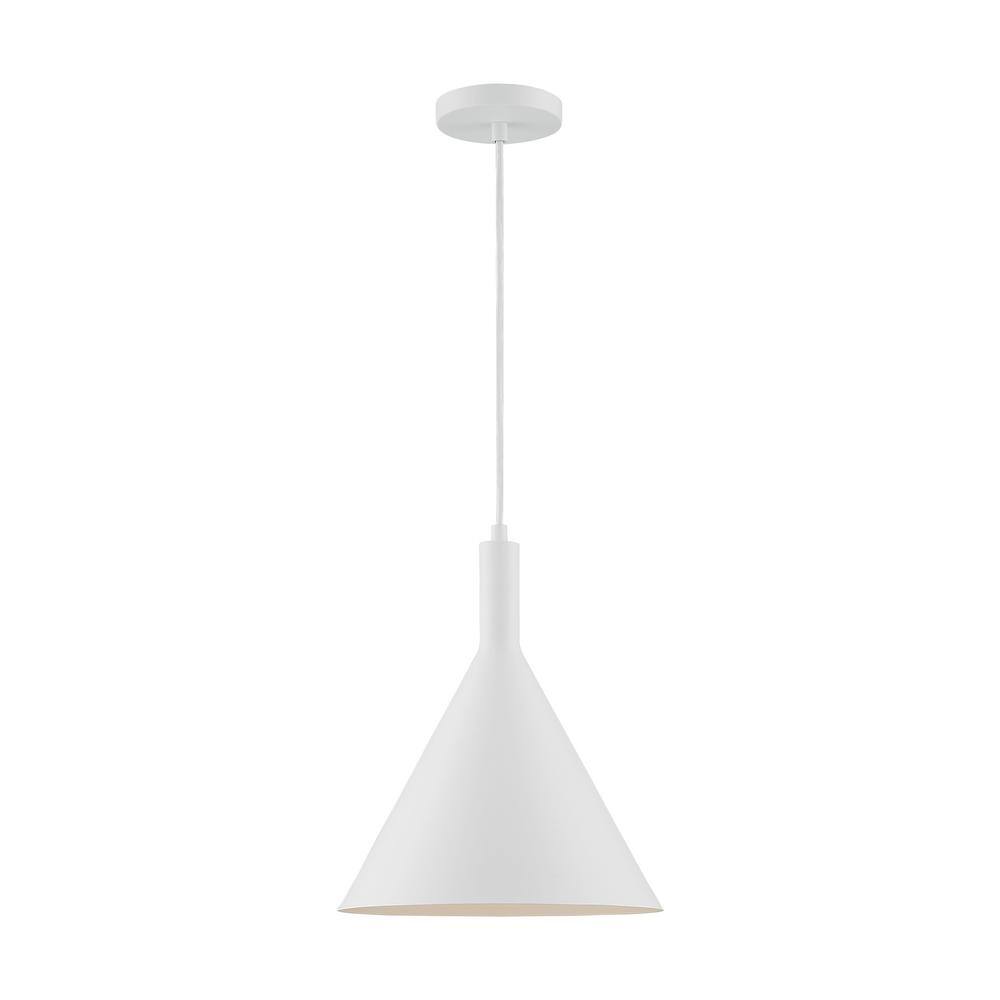 Matte White Aluminum Modern Funnel-Shaped Pendant Light