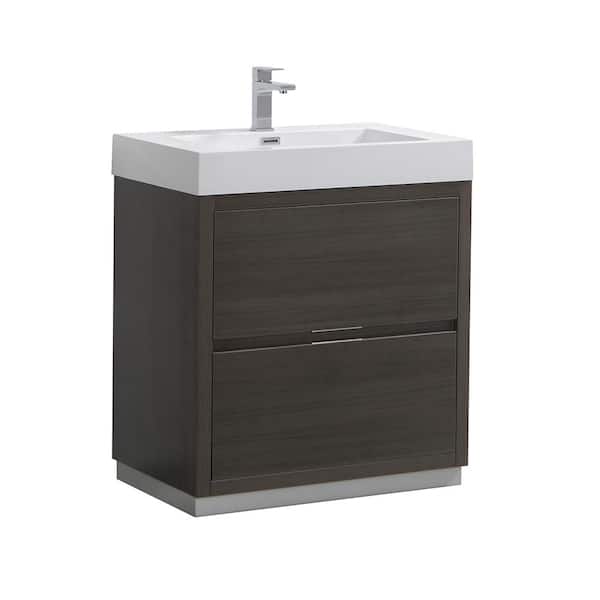 Fresca Valencia 30 in. W Bathroom Vanity in Gray Oak with Acrylic Vanity Top in White