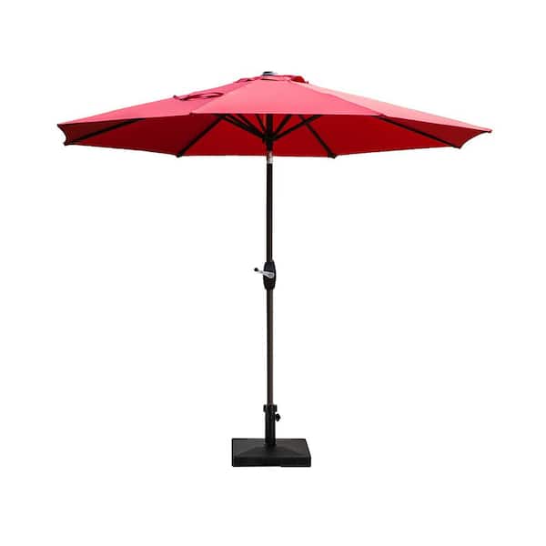 WESTIN OUTDOOR Kingston 9 ft. Market Outdoor Umbrella in Red with 50 lbs. Concrete Base