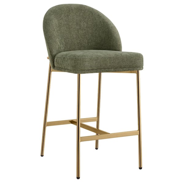 Elan 37.6 in. H Moss Green Fabric Metal Frame Counter Height Bar Stools with Padded Seat for Dining Room (Set of 2)