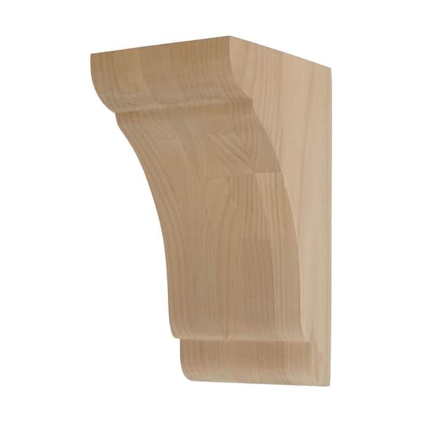 American Pro Decor 5 in. x 10 in. x 6 in. Unfinish North American Alder Wood Traditional Plain Corbel