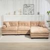 anpport Modern 120.87 in. Pillow Top Arm Chenille L-Shaped Modular Sofa in Khaki ZYJ00100