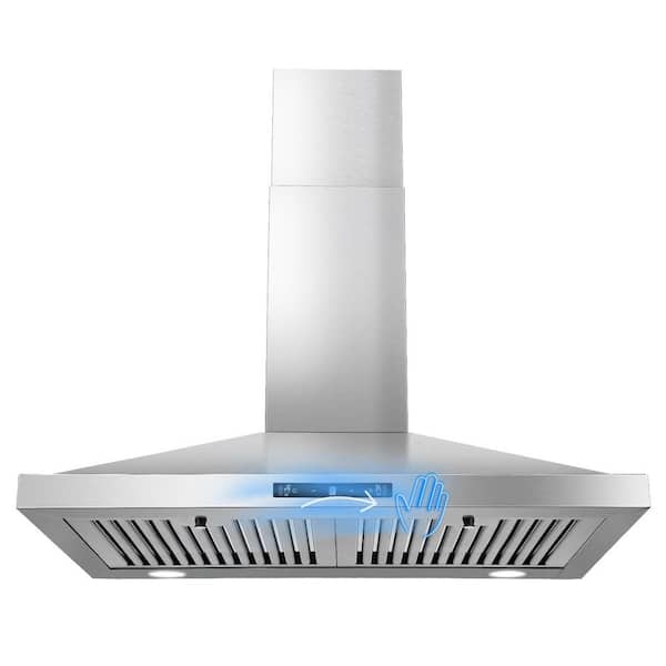 Wall Mount Range Hood 30 inch, with Gesture Sensing & Touch Control, 450CFM, Vent Hood w/Stainless Steel Baffle Filters