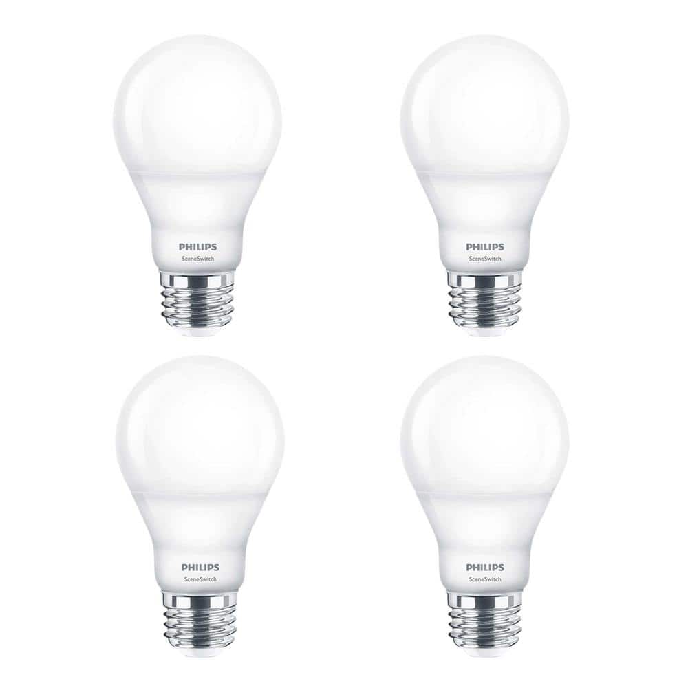 Verfijning Giet Leggen Philips 60-Watt Equivalent A19 SceneSwitch LED Light Bulb  Daylight(5000K)/Soft White(2700K)/Warm Glow(2200K) (4-Pack) 464867 - The  Home Depot