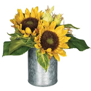 9 in. Yellow Artificial Potted Sunflowers