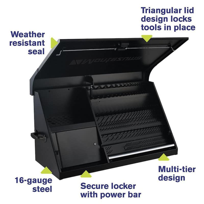 42 in. W x 18 in. D Portable Triangle Top Tool Chest for Sockets, Wrenches and Screwdrivers in Flat Black