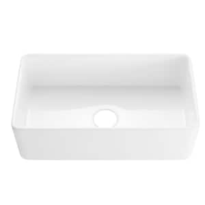 White Fireclay 33 in. L x 18 in. W x 10 in. H Single Bowl Farmhouse Apron Workstation Kitchen Sink With Bottom Grid