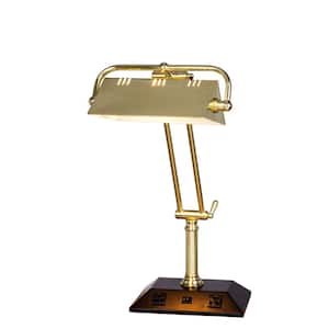 24 in. Adjustable Satin Brass Tech Table Lamp with 2 Base Outlets