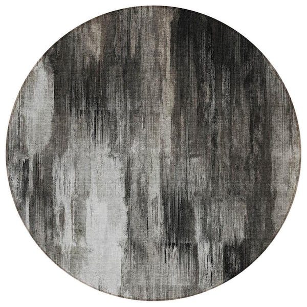 7' Onyx Black Hand Hooked Uv Treated Bordered Round Indoor Outdoor Area Rug 7' Onyx Black Hand Hooked Uv Treated Bordered Round Indoor Outdoor Area Rug