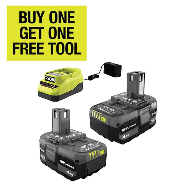 frakobling Misvisende Tung lastbil RYOBI ONE+ 18V Lithium-Ion 4.0 Ah Battery (2-Pack) and Charger Kit PSK006 -  The Home Depot