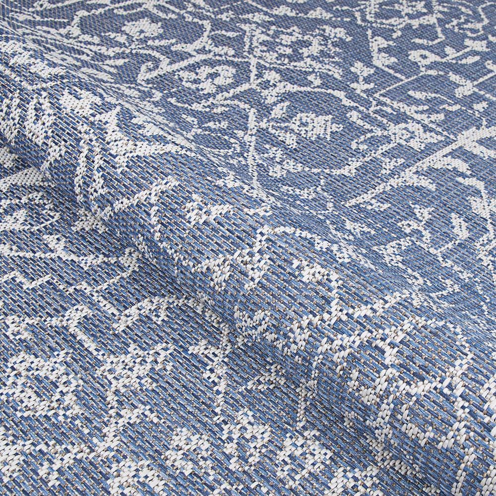 Monte Carlo Reversible Navy-Ivory Synthetic Area Rug, 3'9" x 5'5"