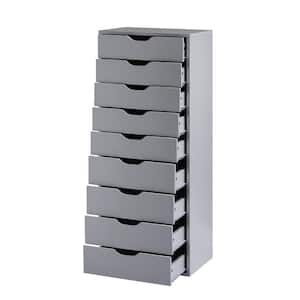 Gray 9 Drawer Dresser Tall Dressers for Bedroom Kids Dresser w/Storage Shelves Small Dresser for Closet Makeup Dresser