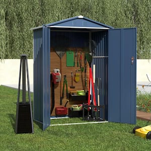 4 ft. x 3 ft. Metal Outdoor Garden Storage Shed with Door and Waterproof Roof, Freestanding Cabinet in Blue