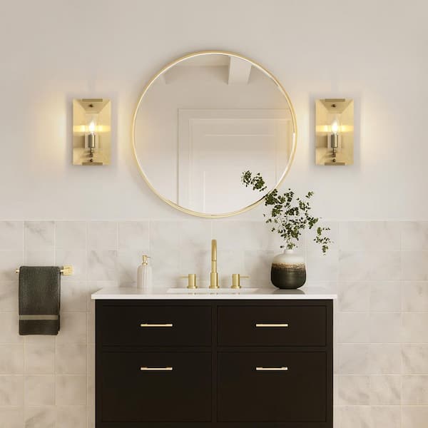 10.2 in. 1-Light Gold Modern Dimmable Wall Sconce with Glass Shade Modern Lighting Fixture for Corridor and Hallway