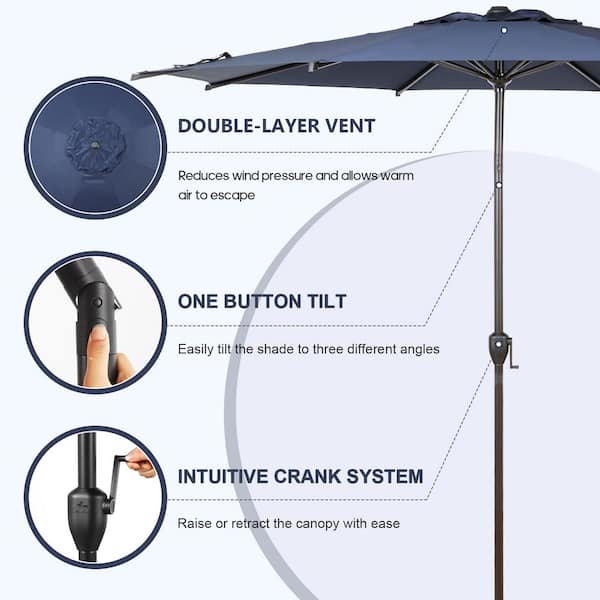 cantilever patio umbrellas replacement 10 ft. Cantilever Market Patio Umbrella in Replacement Canopy for 8 Ribs in  Khaki Durable Outdoor Shade Cover OGPH012414