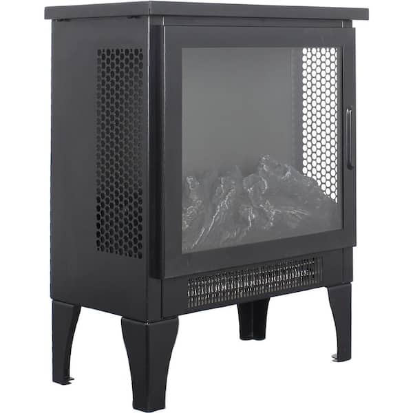 1,400-Watt Metal Electric Patio Heater with 3D Flame, Black