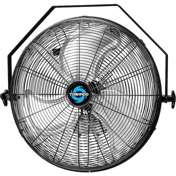 18 in. 3-Speed High Velocity Metal Industrial Workstation Wall Fan in Black with 6 ft. Cord