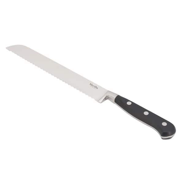 Carverton 8 in. Stainless Steel Bread Knife in Black