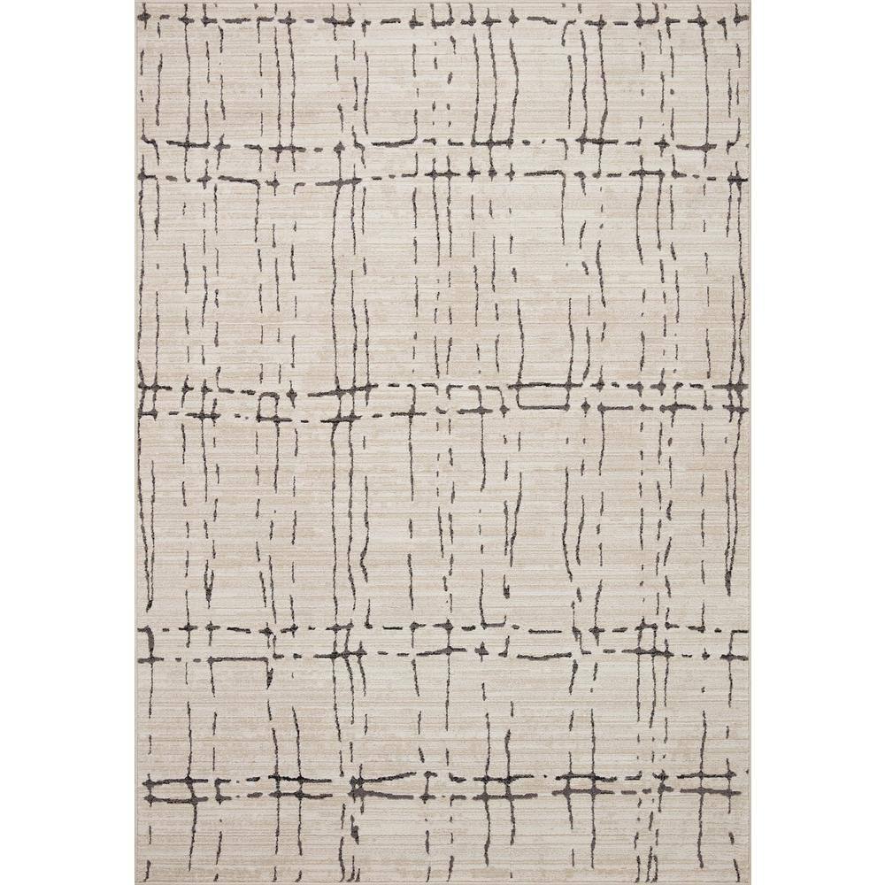 Darby Sand and Dark Grey Geometric Hand-Knotted Runner Rug