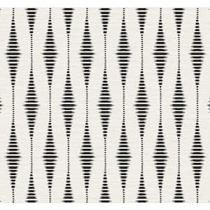40.5 sq. ft. Ebony and Linen Striped Ikat Vinyl Peel and Stick Wallpaper Roll