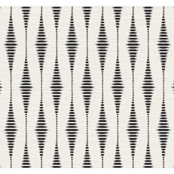 NextWall 40.5 sq. ft. Ebony and Linen Striped Ikat Vinyl Peel and Stick Wallpaper Roll