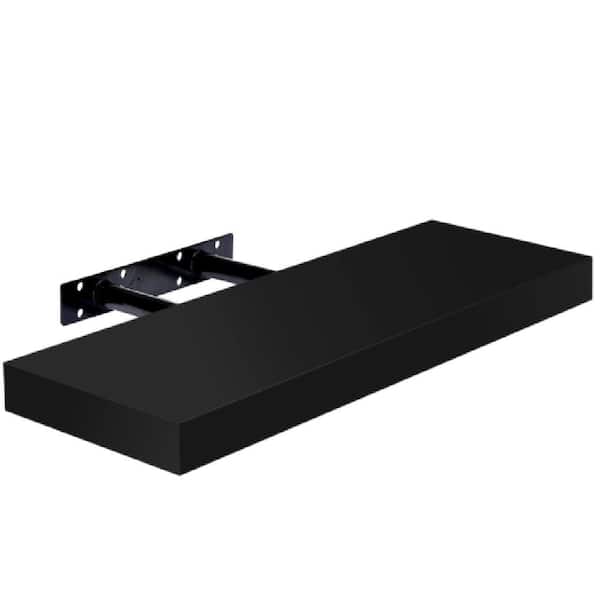 16.25-inch Small Floating Wall Mounted Shelves, Invisible Brackets – Room Decor, Kitchen, Bathroom - 1-Piece, Black