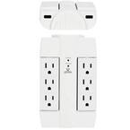 6-Outlet Swivel Surge Tap With 2 USB Ports 2.1-Amp (Combined) with Surge Protection - White