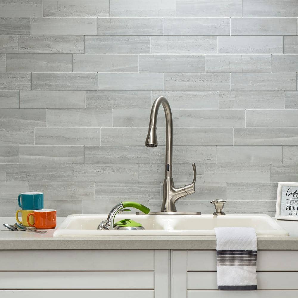 Roman Slab Gray Peel and Stick Wall Tile