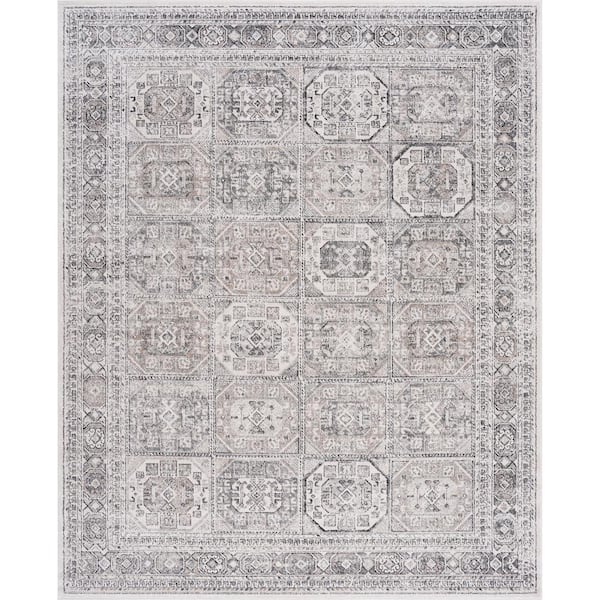 Tayse Rugs Magic Traditional Gray and Cream 8 ft. x 10 ft. Oriental Indoor Area Rug