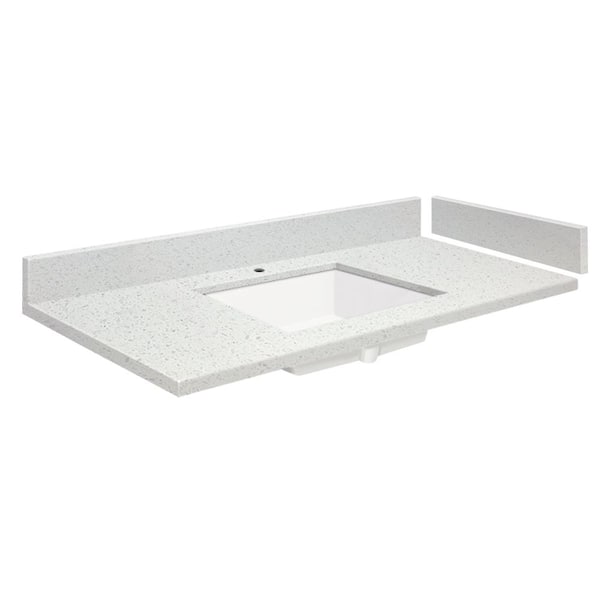 Transolid 24.5 in. W x 22.25 in. D Quartz Vanity Top in Milan White with Single Hole