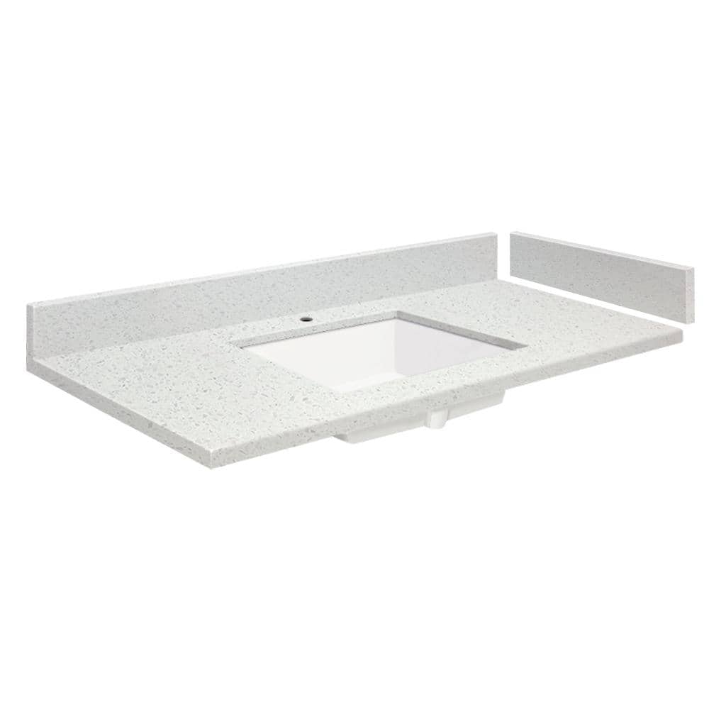 Milan White Quartz Bathroom Vanity Top with Sink