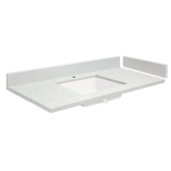Transolid 33.75 in. W x 22.25 in. D Quartz Vanity Top in Milan White with Single Hole