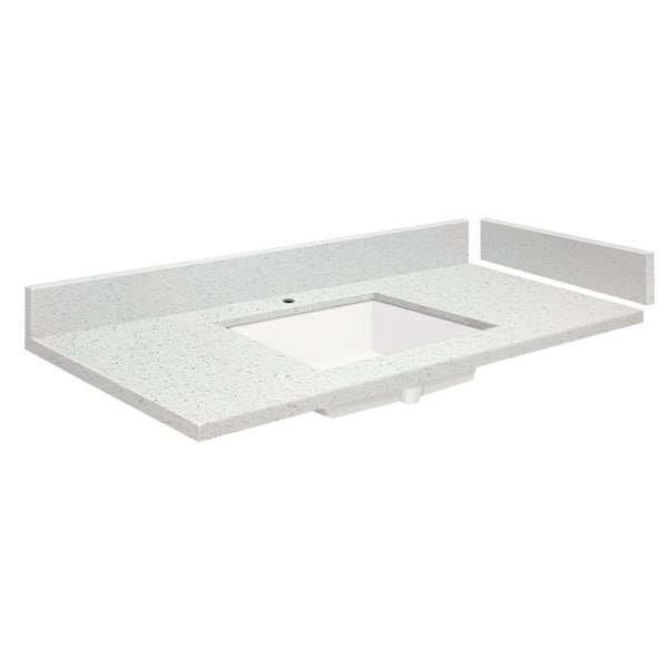 61 in. W x 22.25 in. D Quartz Vanity Top in Milan White with Single Hole